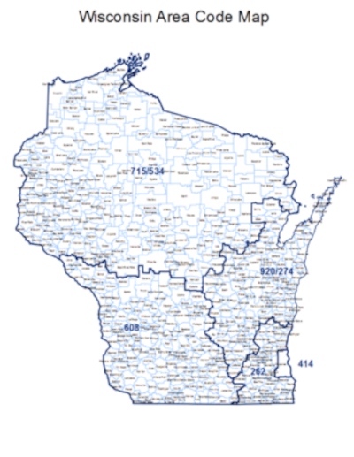 wisconsin area code map